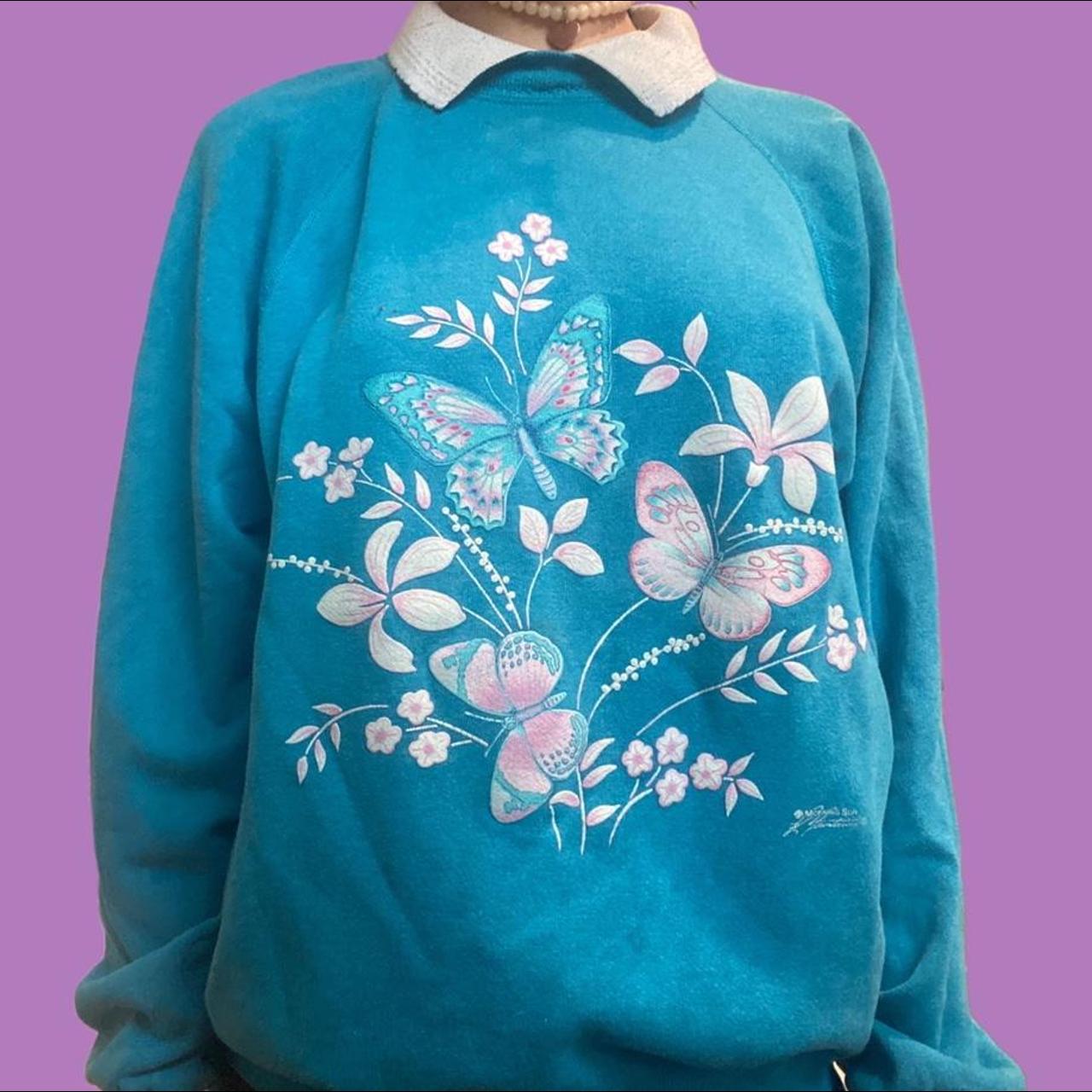 the cutest flower/butterfly collared sweater 💕💘... - Depop