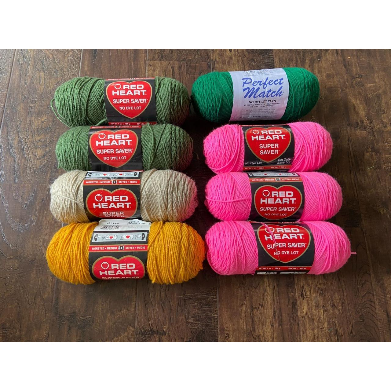 Lot of 8 Rolls of Yarn (Green, Hot Pink, Tan,... - Depop