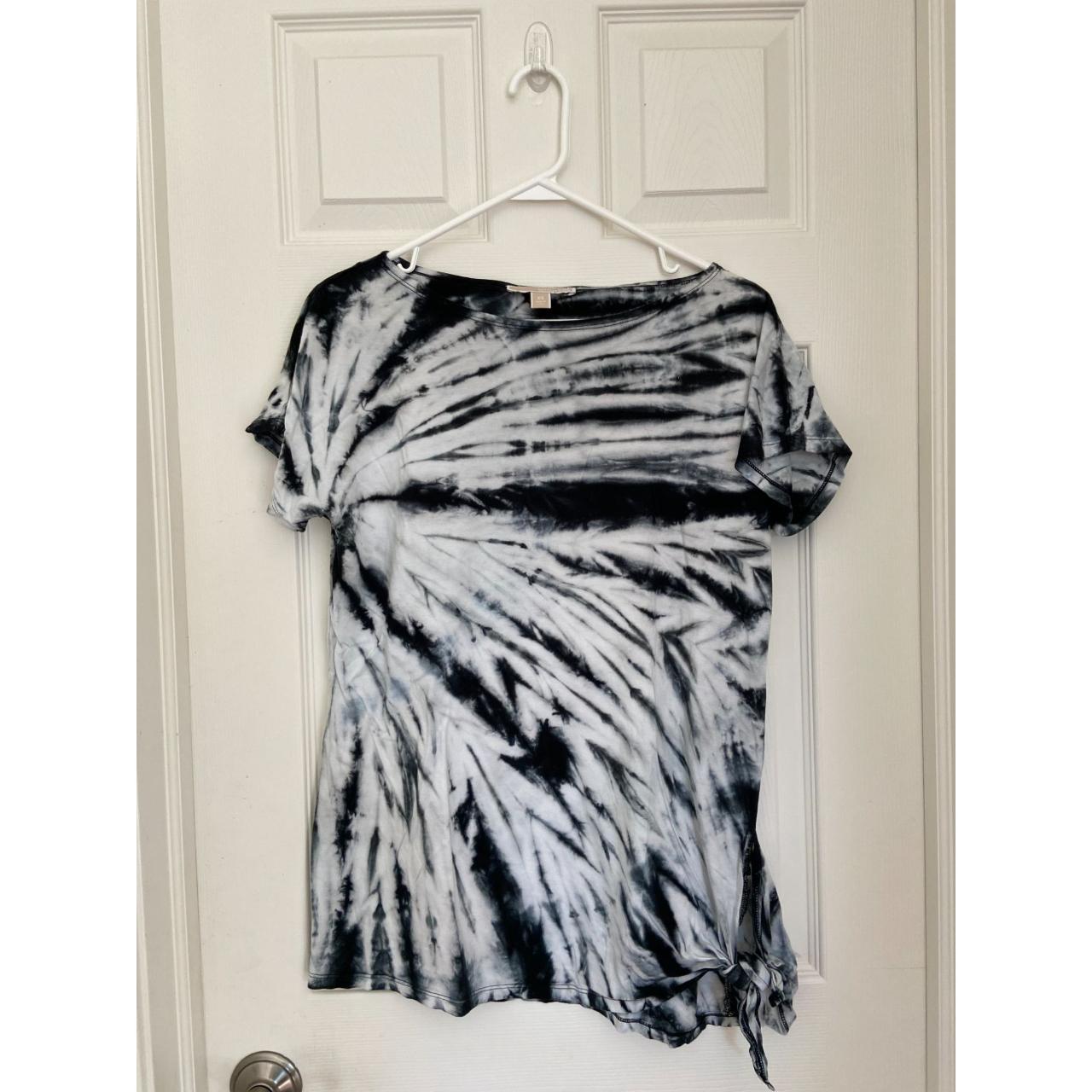 Michael Kors Black and White Tie-Dyed T-shirt with... - Depop