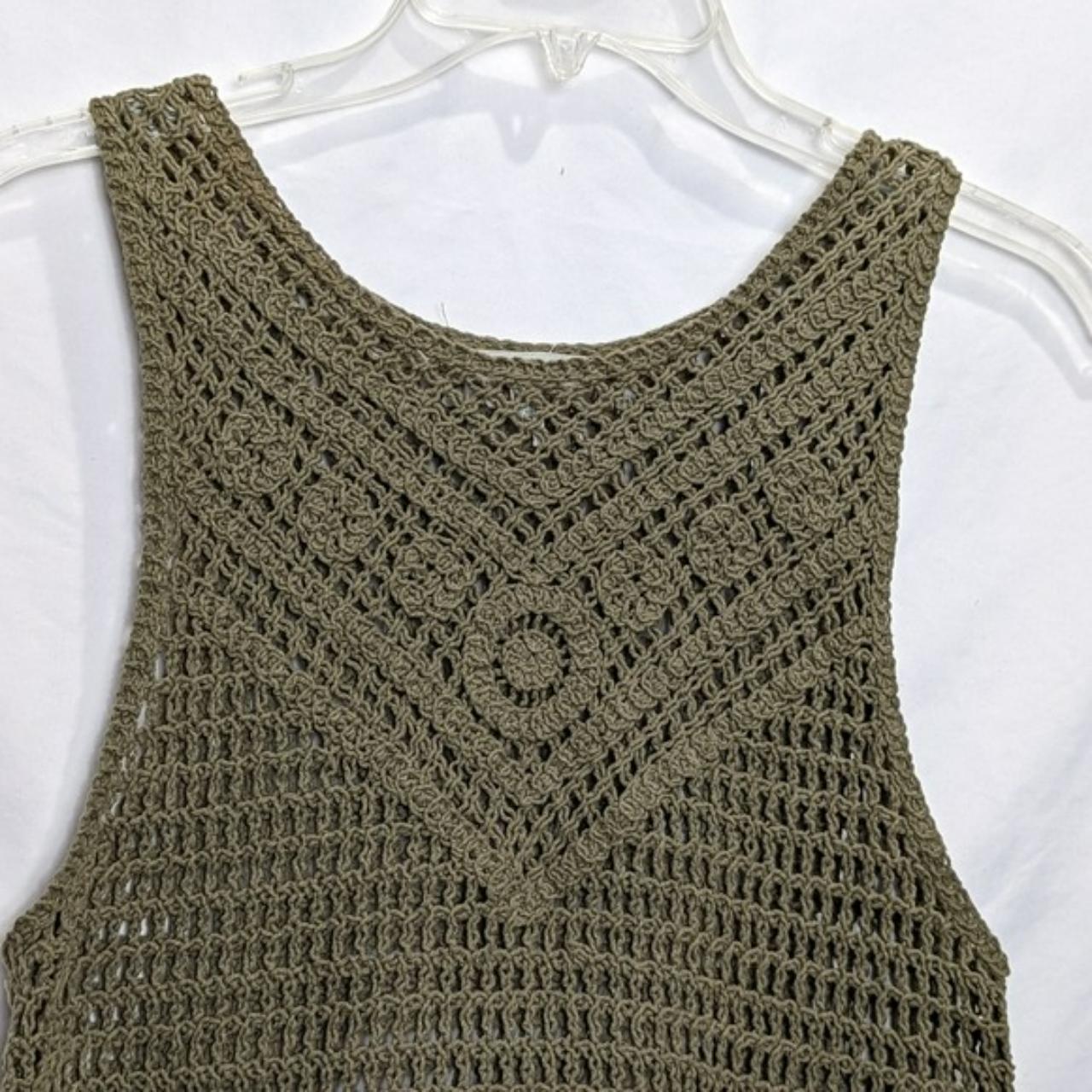 Charlotte Russe Olive Green Crochet Large Vest BOHO - Depop
