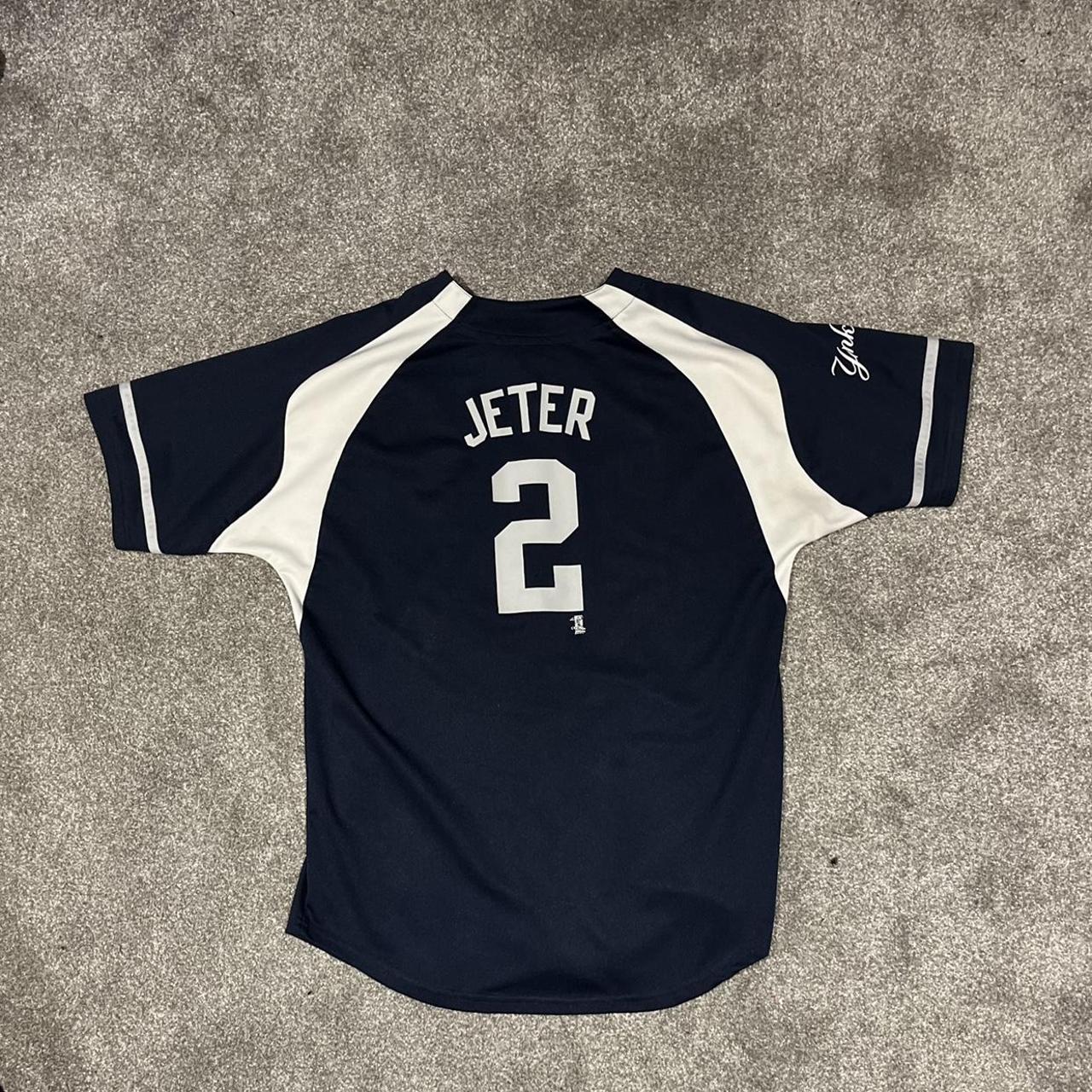 Derek Jeter with World Series Patches Yankees Jersey - Depop