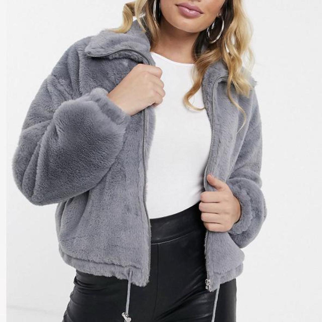 missguided faux fur bomber jacket