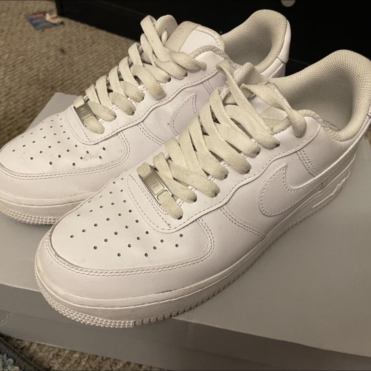 White Nike Air Force 1 US Womens 9 Creased Box... - Depop