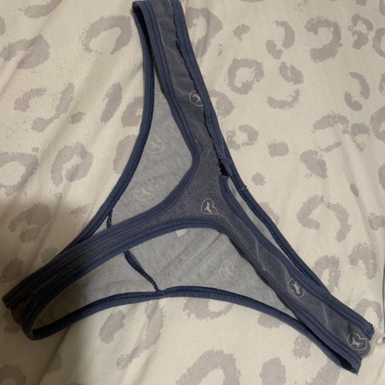 Blue Victoria’s Secret thong with white puppies size