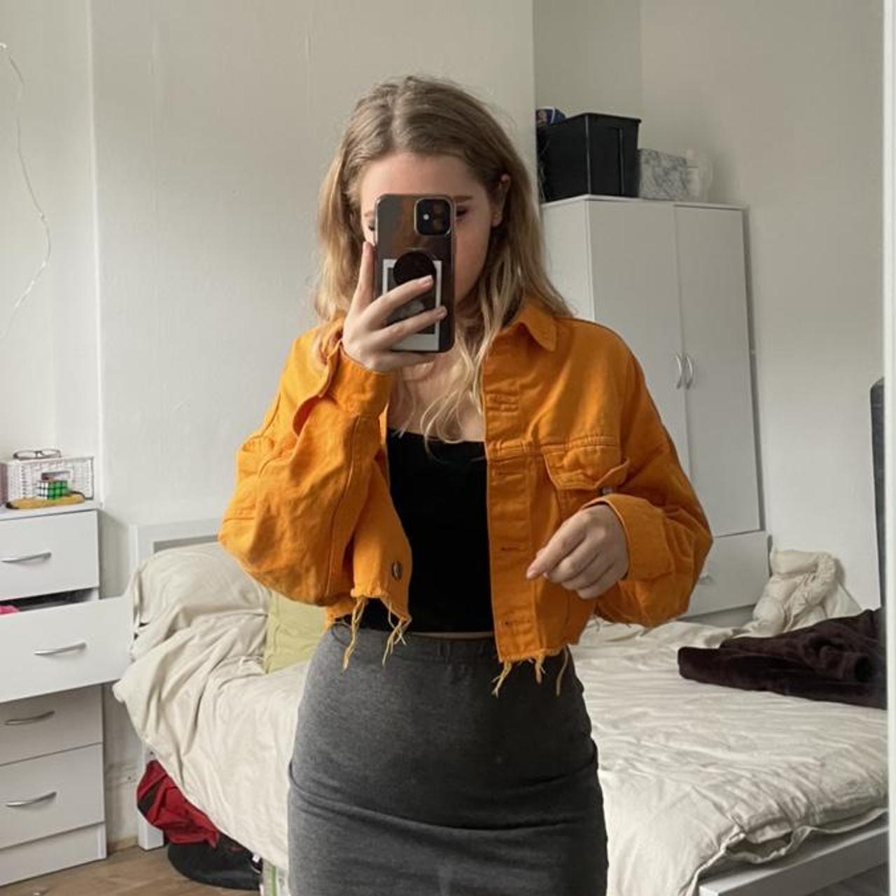 Orange denim cheap jacket topshop