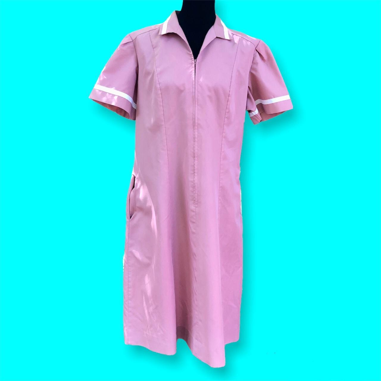 Vintage Nurse Uniform Pink Short Sleeve Midi Dress Depop