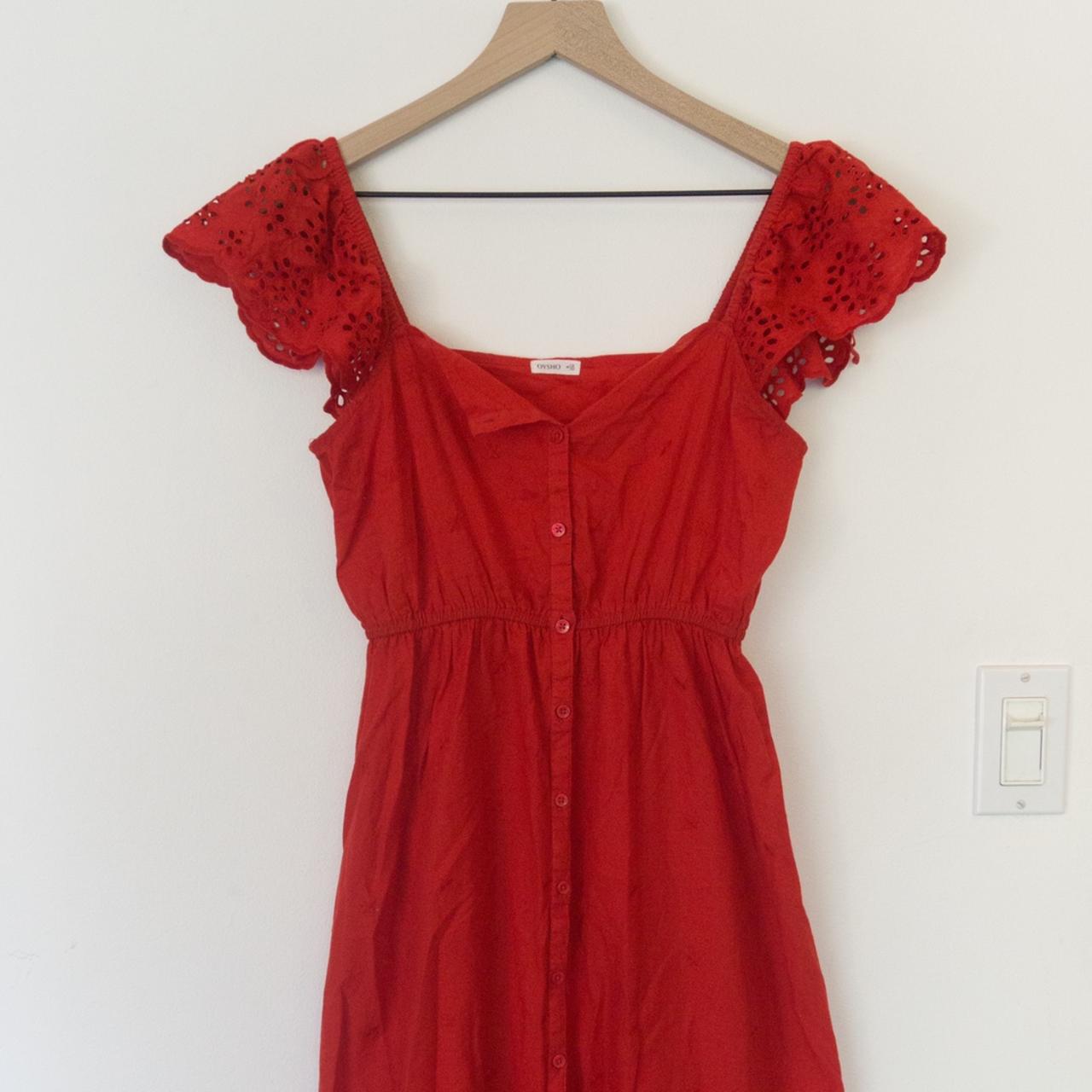 Oysho red dress with eyelet #oysho #reddress