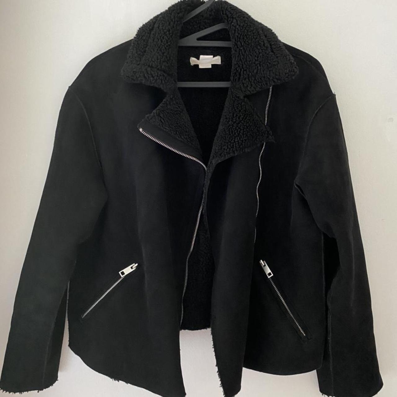 H&M suede sheep skin lined jacket. Outer faux suede... - Depop