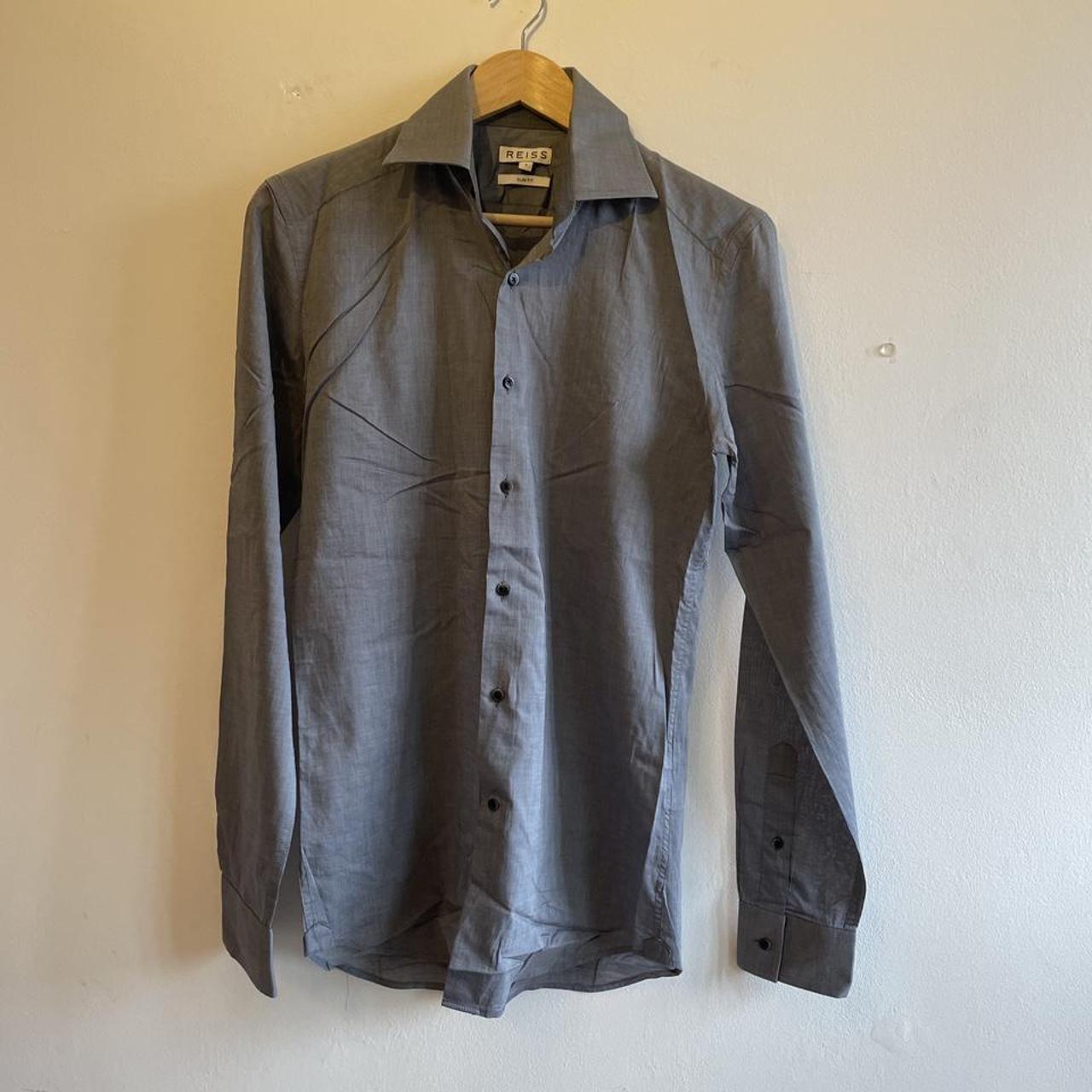 Reiss Men's Silver and Grey Shirt | Depop