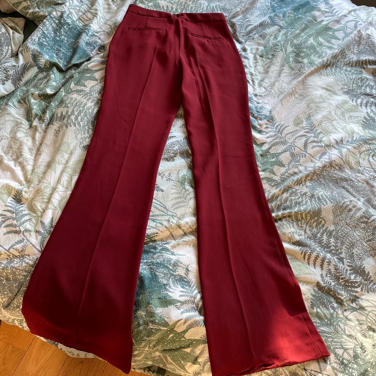 Zara Women's Burgundy Trousers | Depop