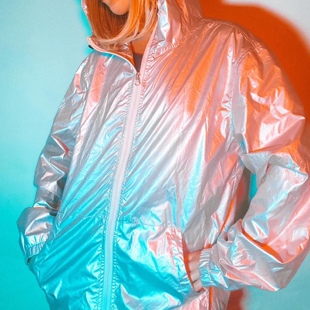 silver rain coat