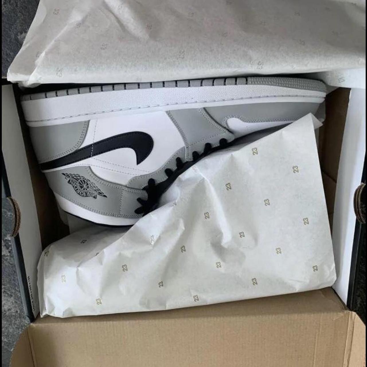 Air Jordan 1 Mid light smoke grey white Brand... - Depop