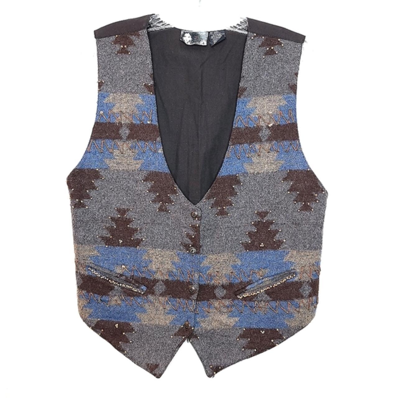 Women's Blue and Brown Vest Depop