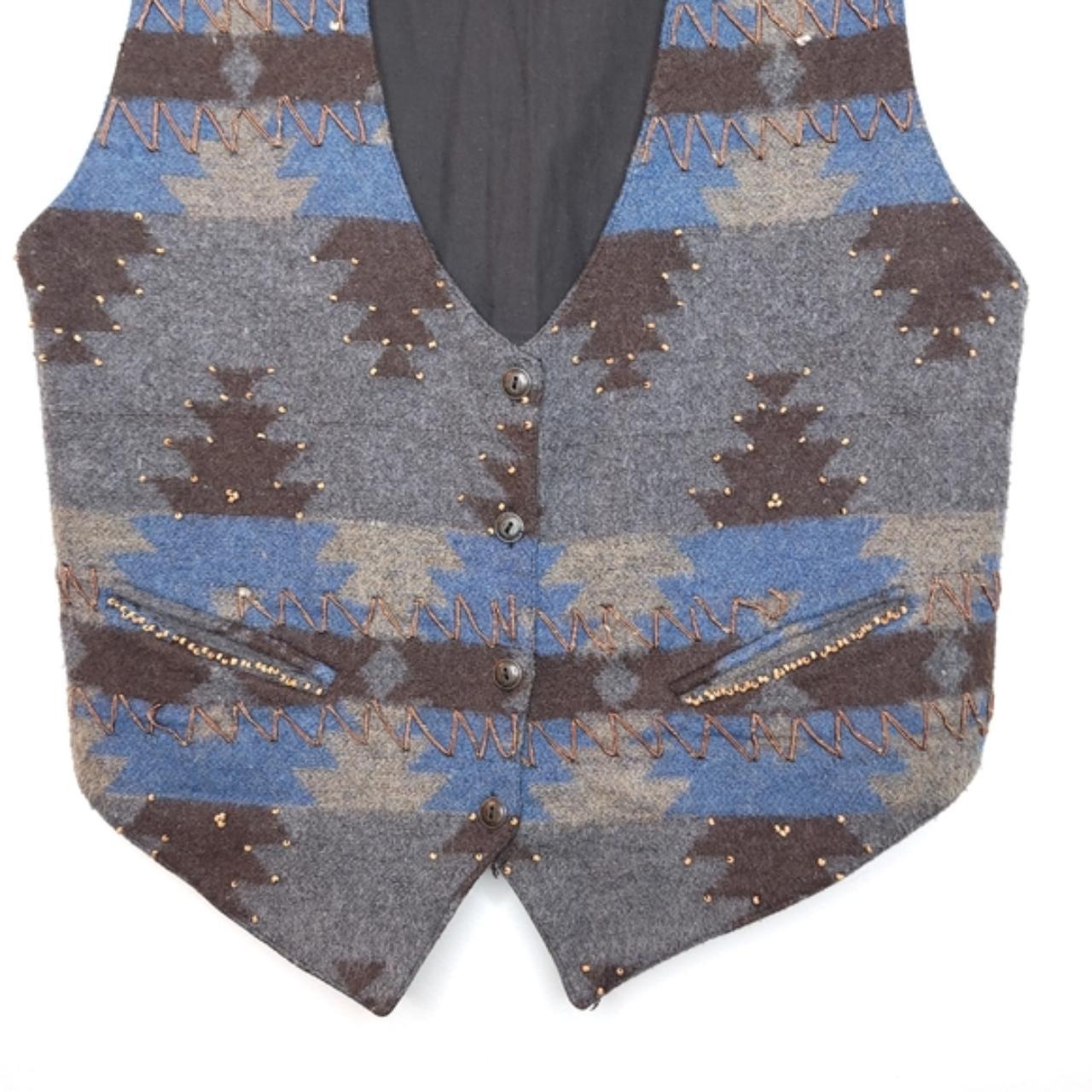 Women's Blue and Brown Vest Depop