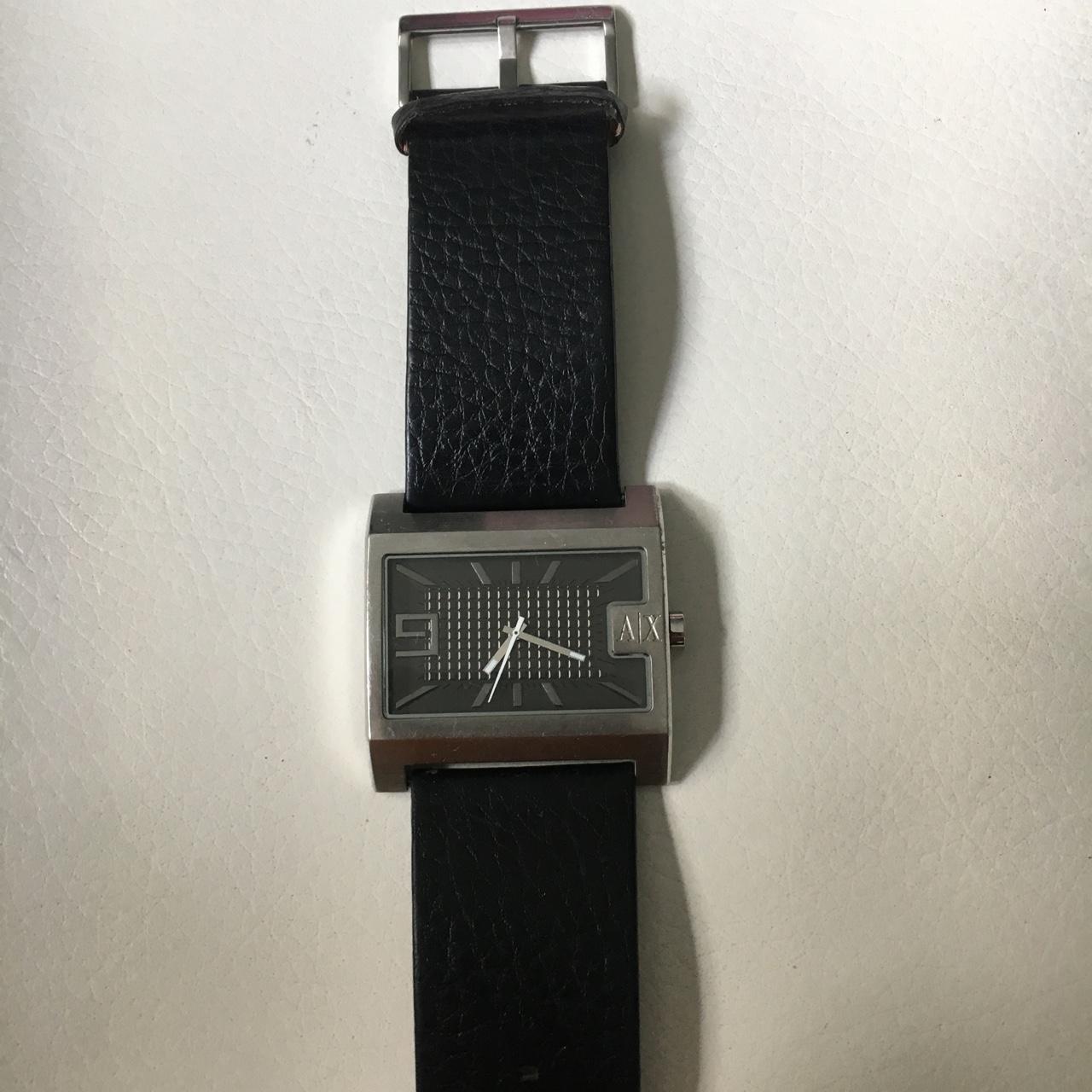 Armani Exchange square face watch. Worn. Black Depop