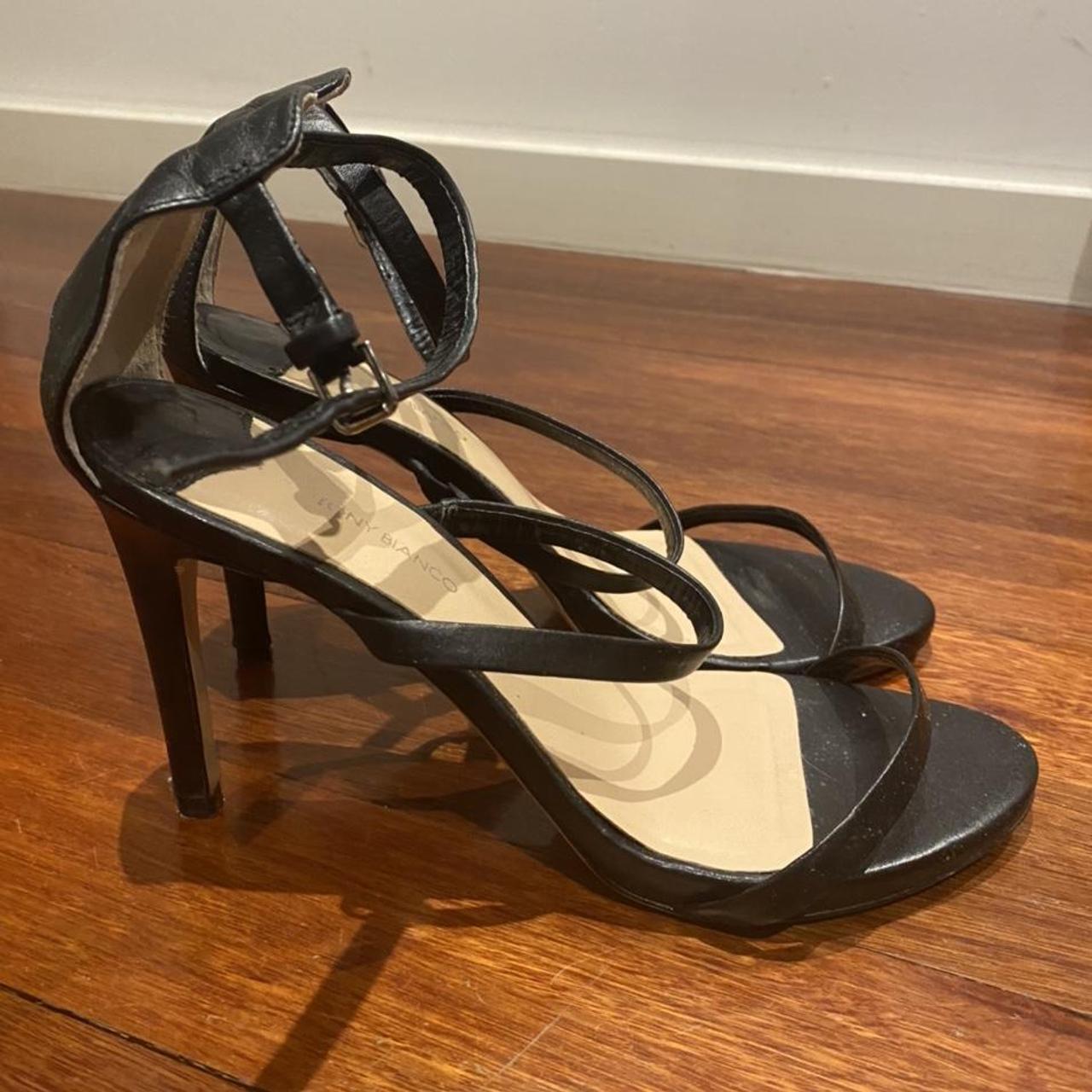 Tony Bianco - black leather strappy stiletto sandals... - Depop