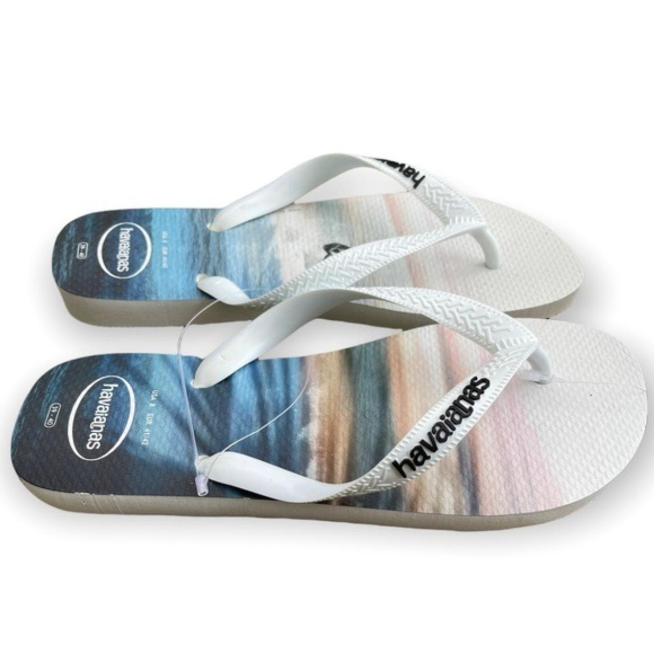 Havaianas Men's White and Blue Slides (3)