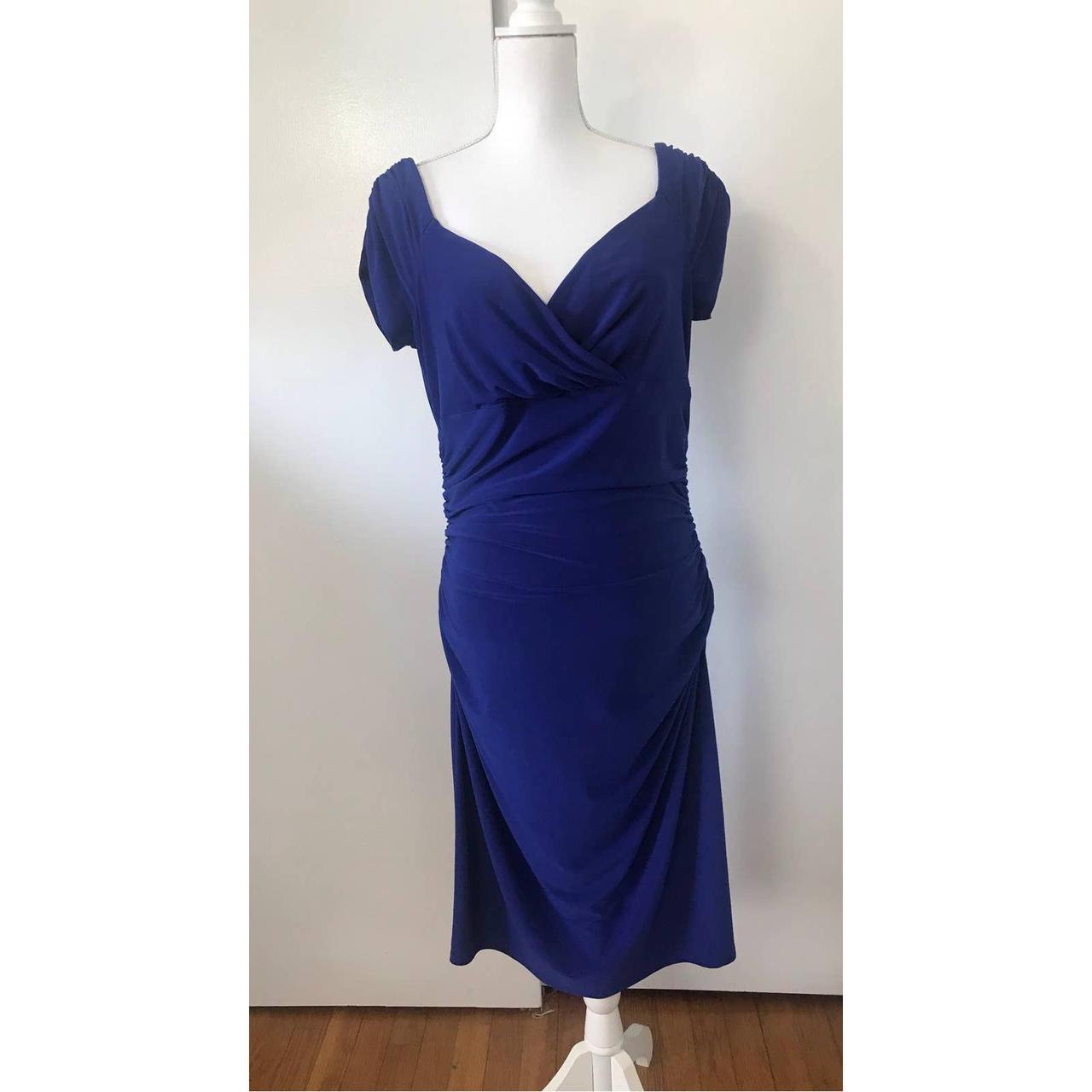 American Living Ruched Royal Blue Dress Size 14 95%... - Depop