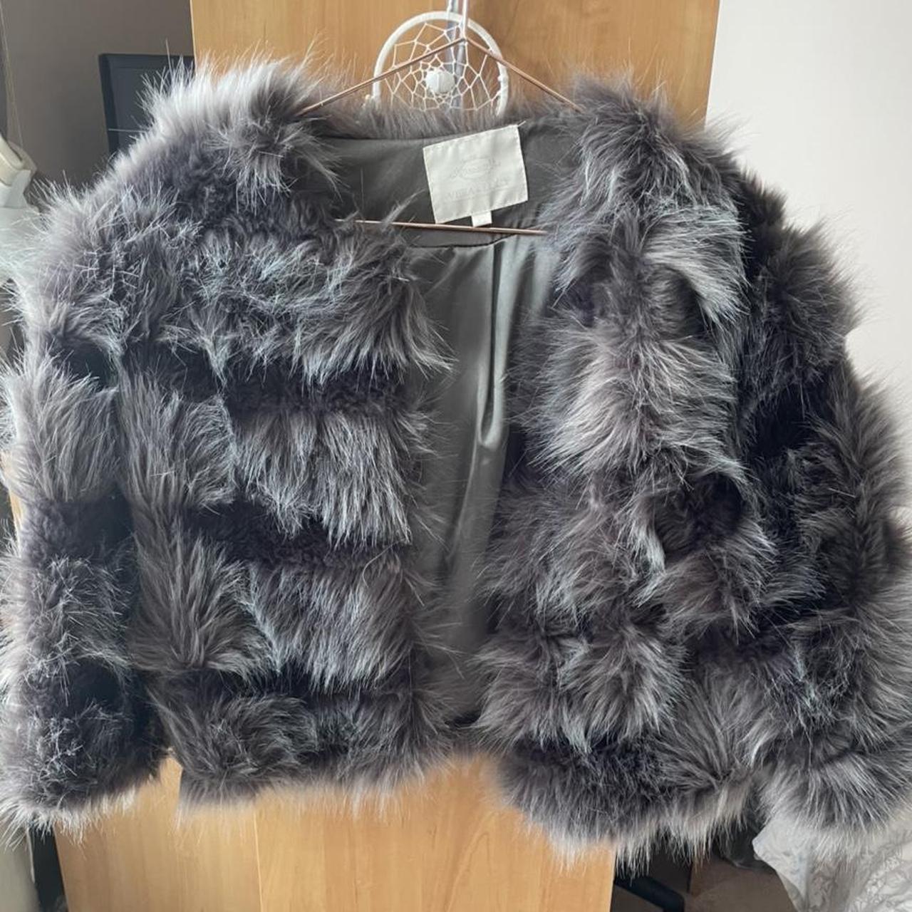 Grey faux fur coat. Size XS - like a size 4/6. Worn... - Depop