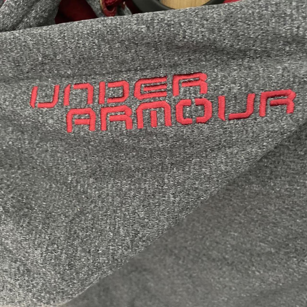 grey and red under armour hoodie unsure of size but... Depop