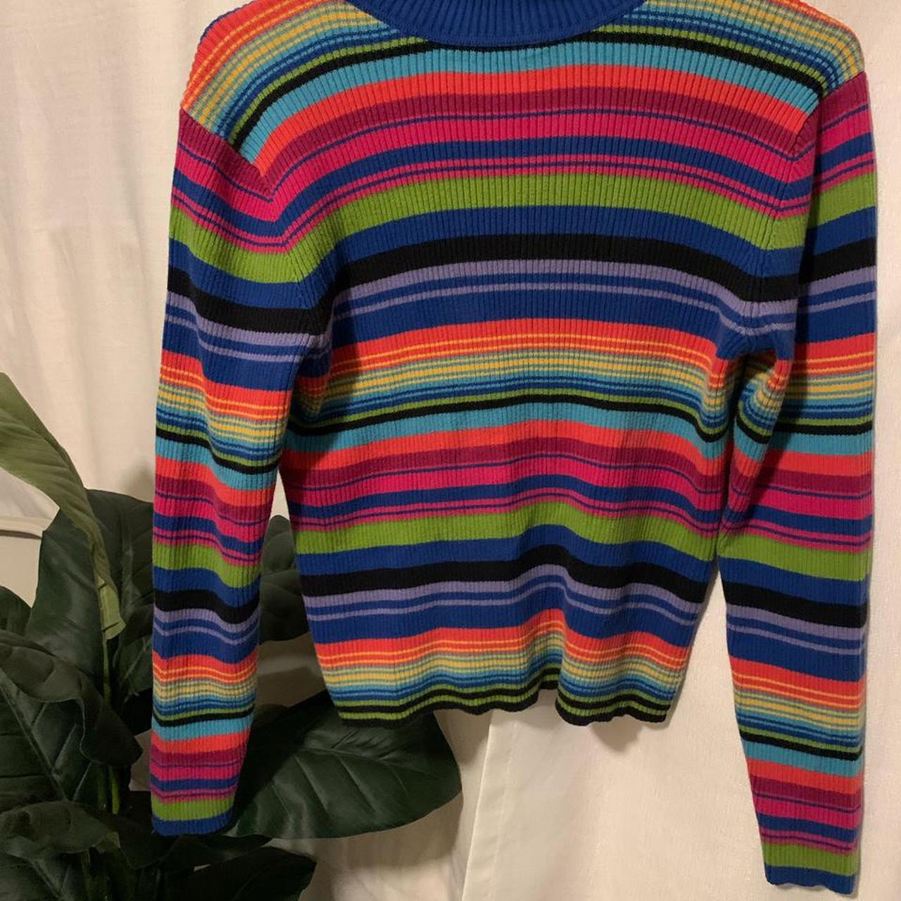 striped retro turtleneck - Depop