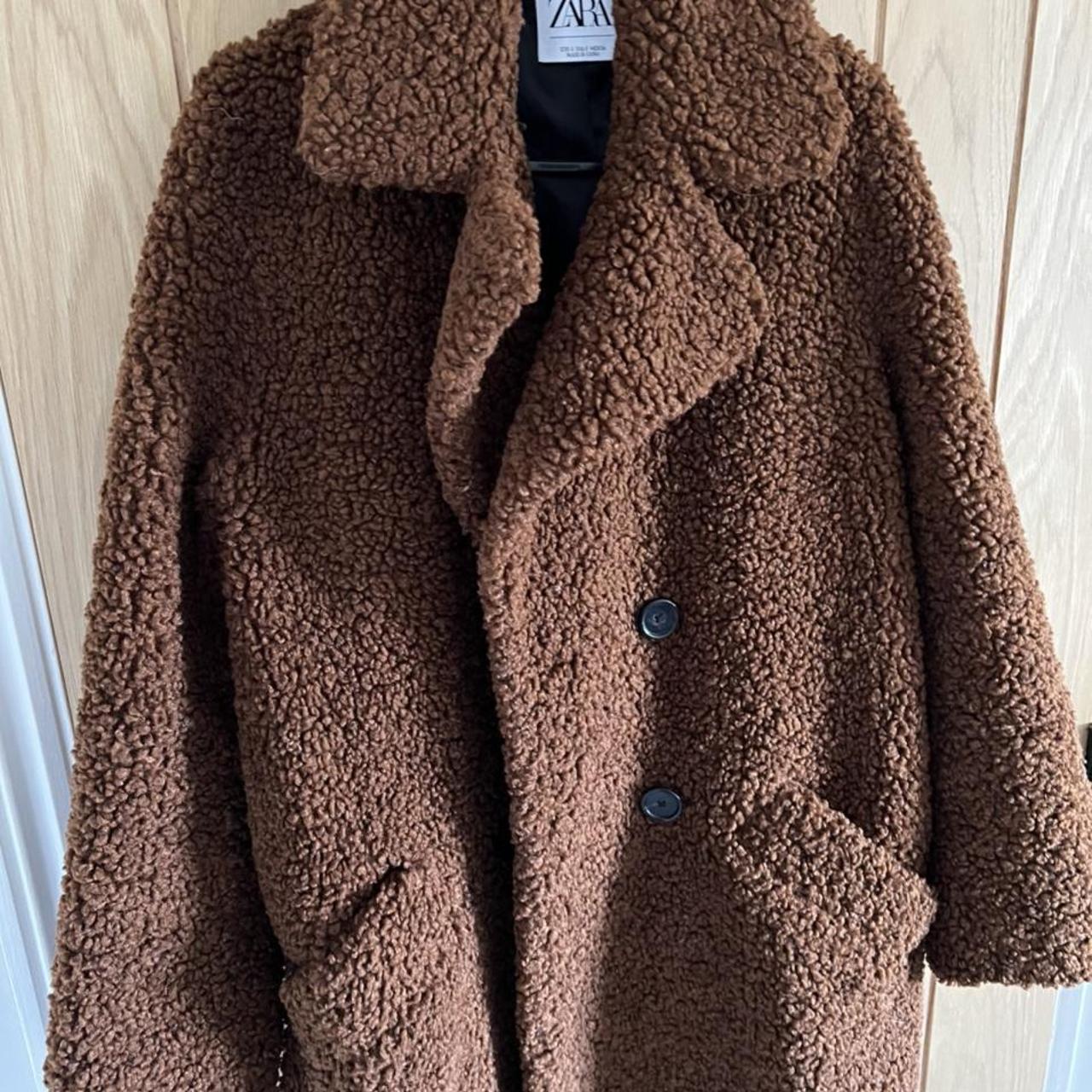 Zara brown teddy coat 3 4 length. Size small