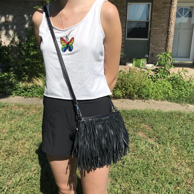 Black Rebecca Minkoff Finn Fringe crossbody bag Depop