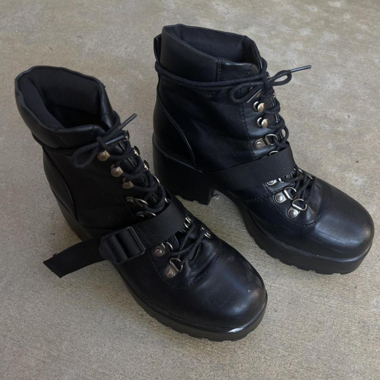 ASOS black leather boots with straps | worn a few... - Depop