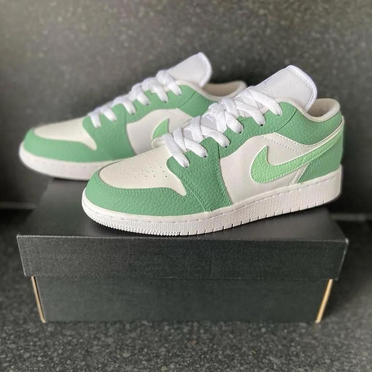 Jordan 1 low mint green Custom All sizes available... - Depop