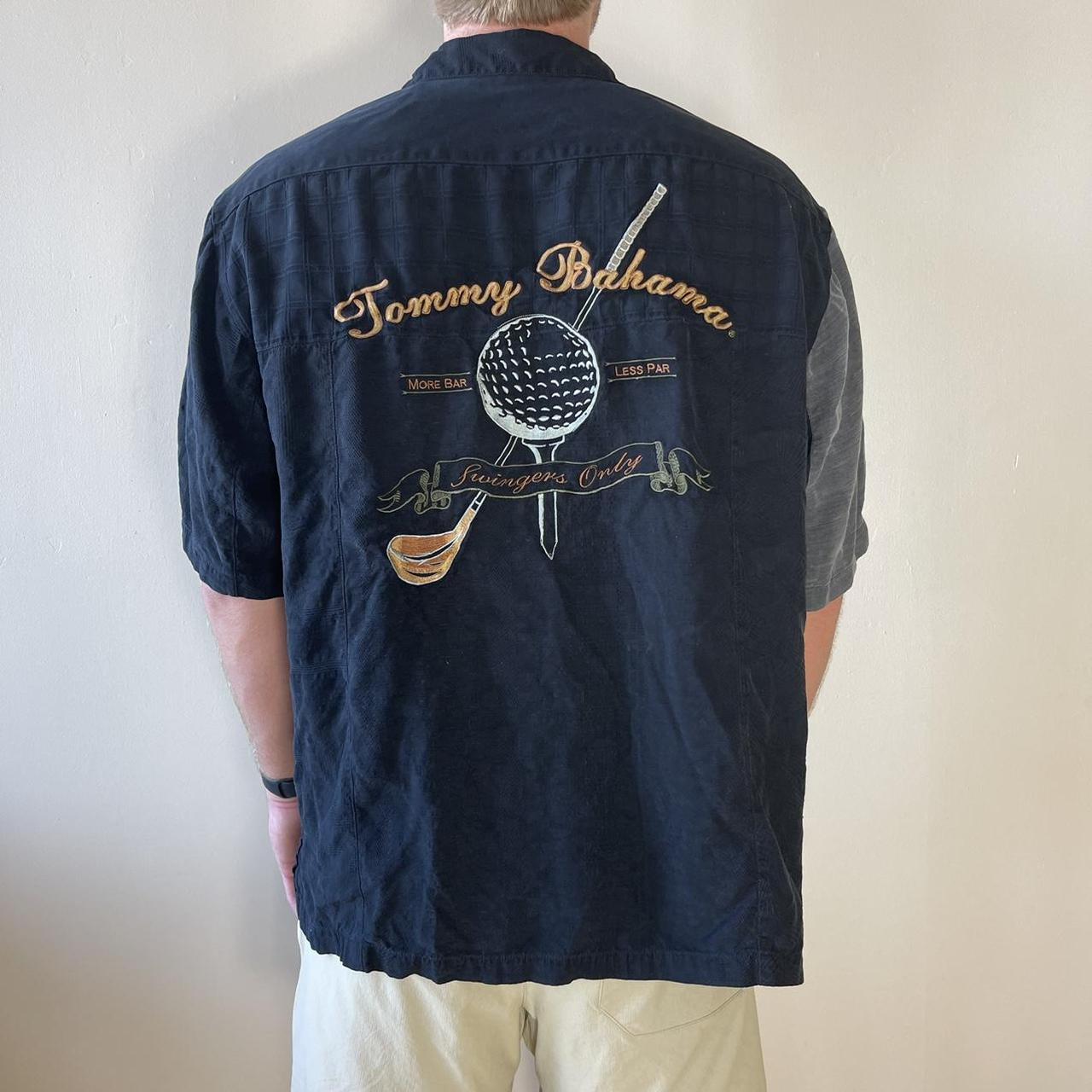 Vintage Tommy Bahama shirt. Black stain on the back, - Depop