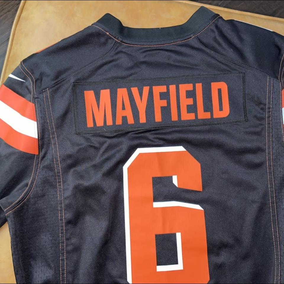 Baker mayfield Nike nfl jersey. Youth XL. Fits like - Depop