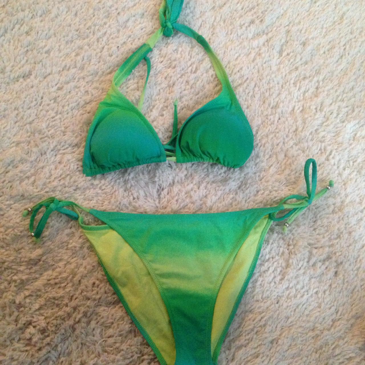 H&M Women's Green and Yellow Bikinis-and-tankini-sets | Depop