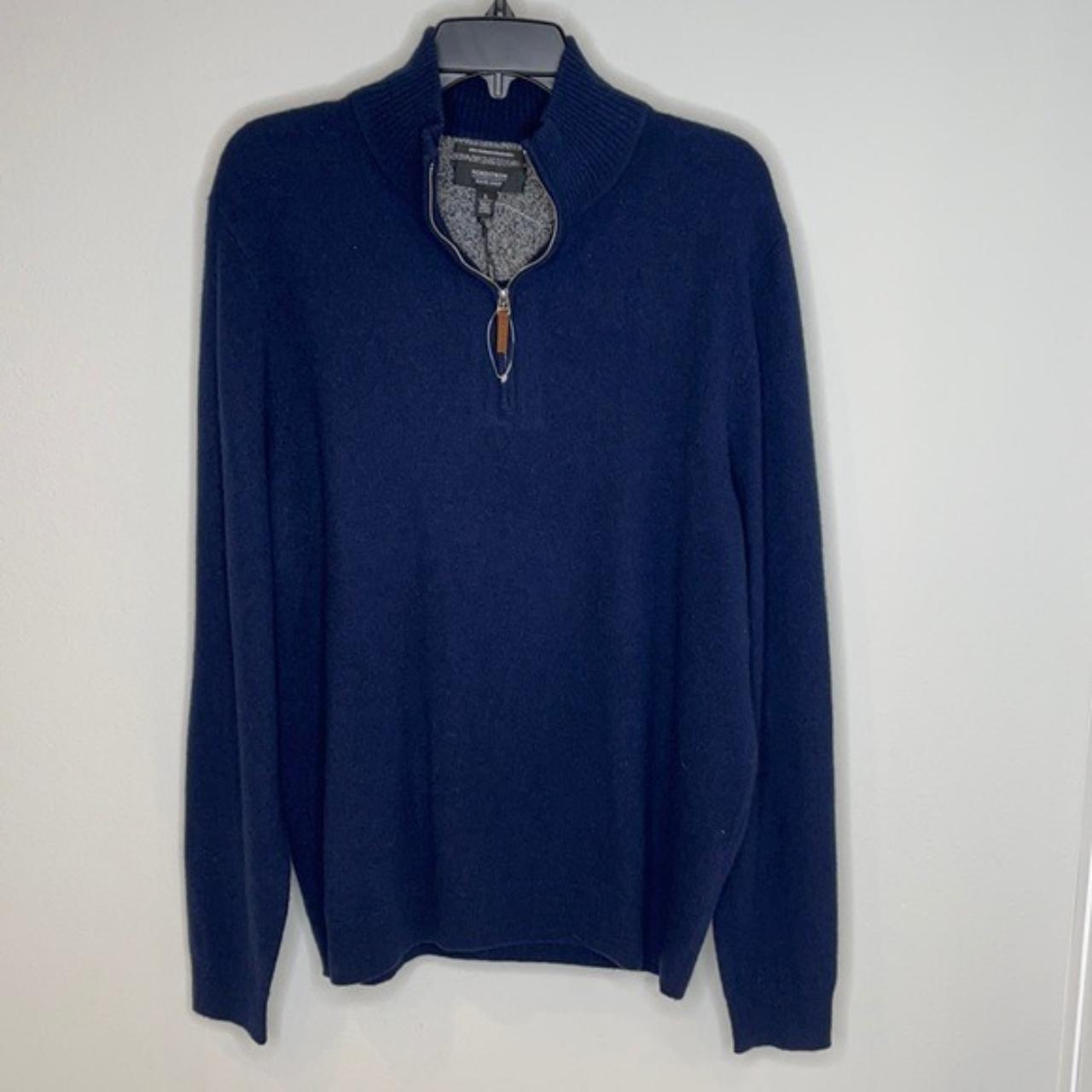 Nordstrom Men’s Shop NWT 100% Cashmere 1/4 Zip Navy... - Depop