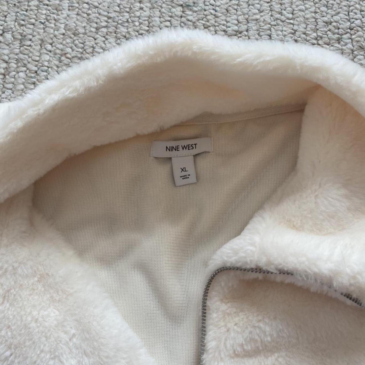 Nine West white fluffy quarter zip. Barely worn.... - Depop