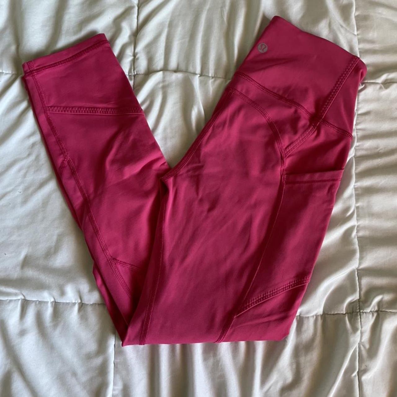 Pink Lululemon Leggings w/ side pockets (can’t... - Depop