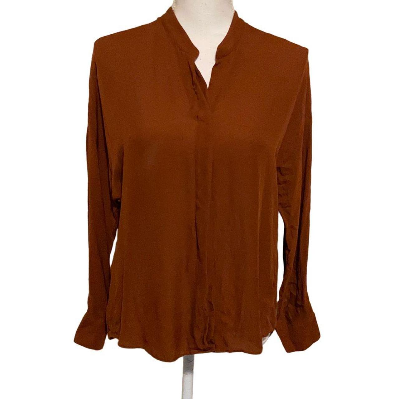 Vince Women's Red and Orange Blouse Depop