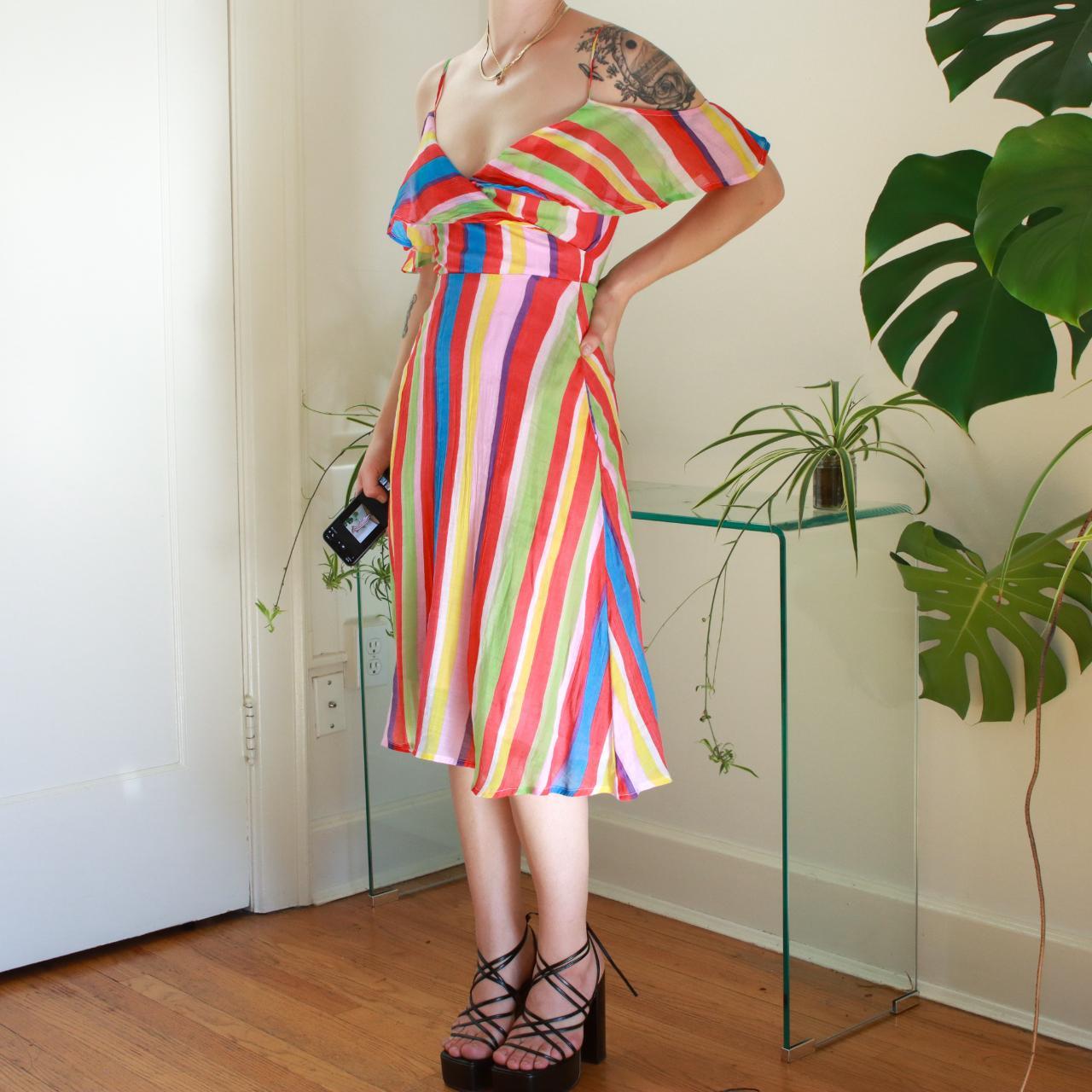 Product Image 1 - Rainbow striped midi dress. Spaghetti