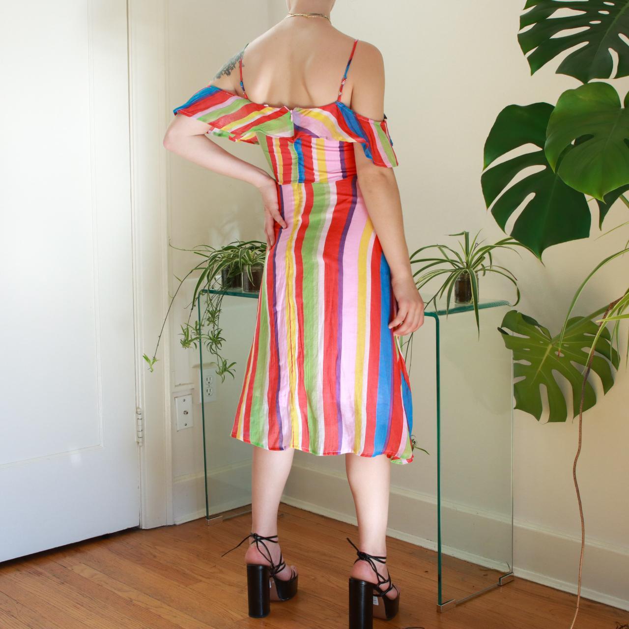Product Image 2 - Rainbow striped midi dress. Spaghetti