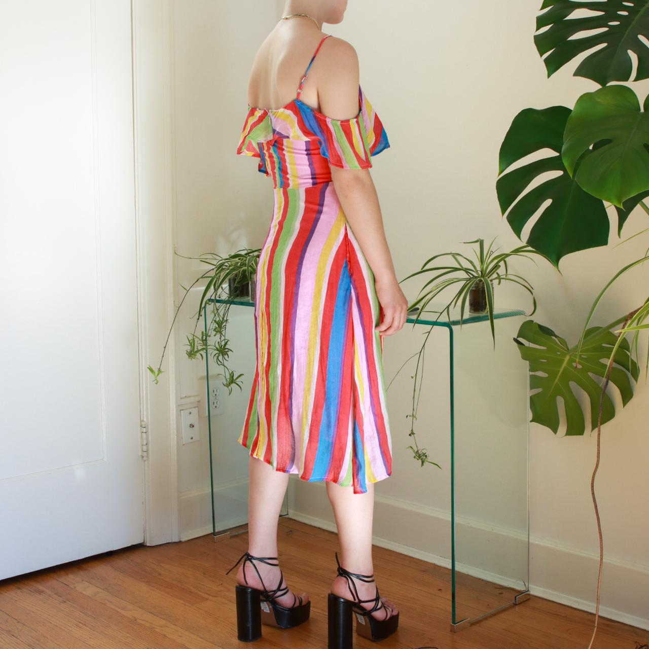 Product Image 3 - Rainbow striped midi dress. Spaghetti