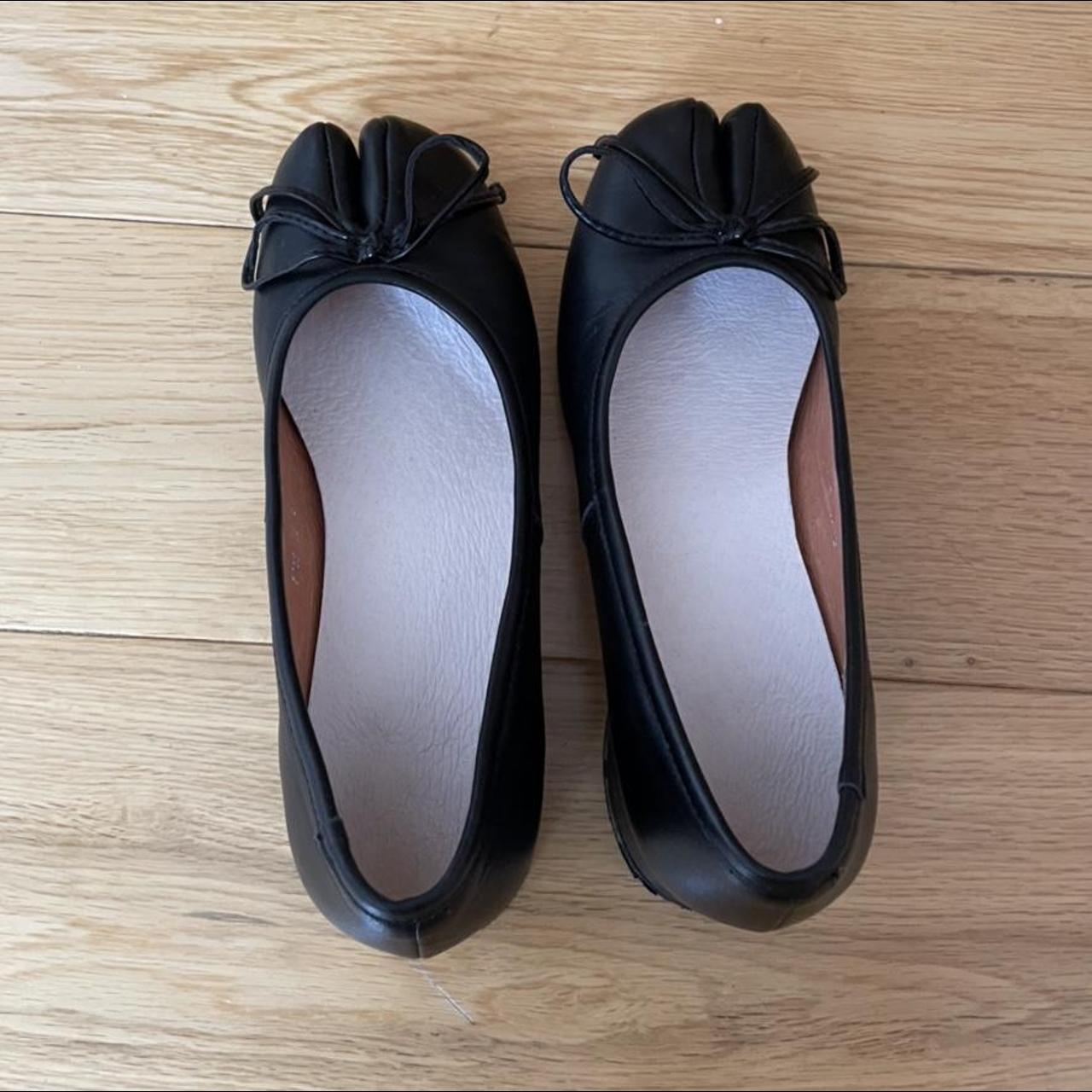 Cute black camel toe heeled ballet pumps in a size... - Depop