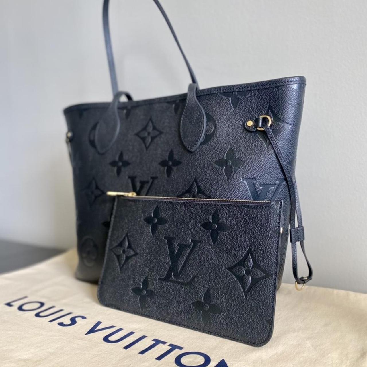 Louis Vuitton Neverfull Tote Bag MM Black Monogram - Depop