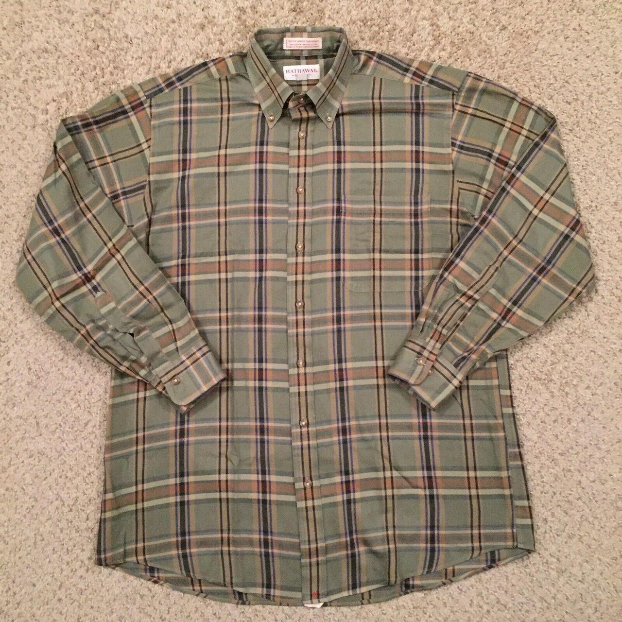 Hathaway Country Button Up Shirt Mens Medium Green... - Depop