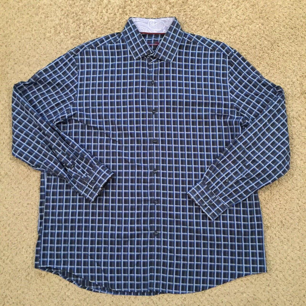 Tasso Elba Button Up Shirt Mens XXL Long Sleeve Blue... - Depop