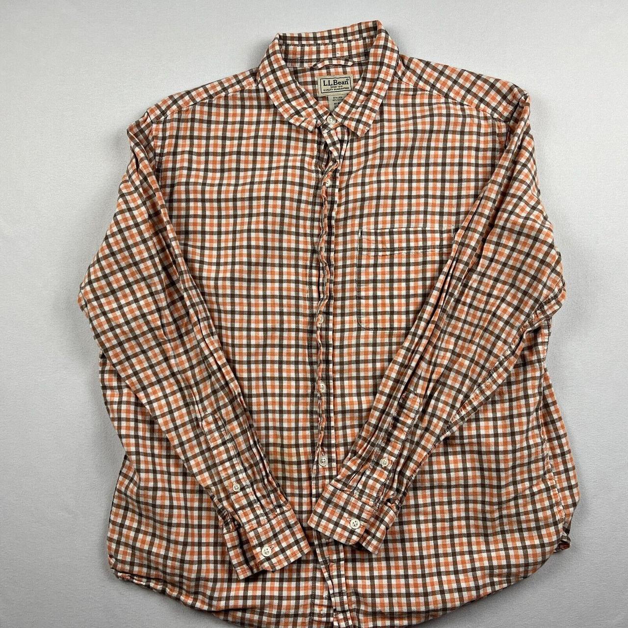 LL Bean Linen Shirt Mens Medium Button Up Brown... Depop