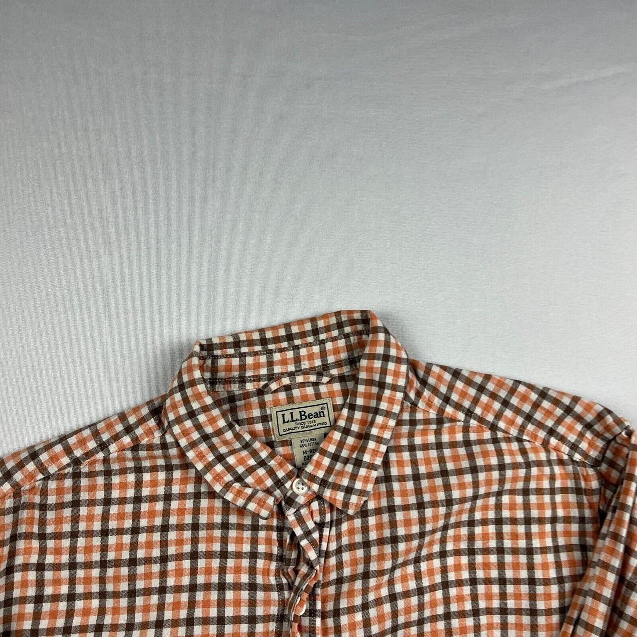 LL Bean Linen Shirt Mens Medium Button Up Brown... Depop