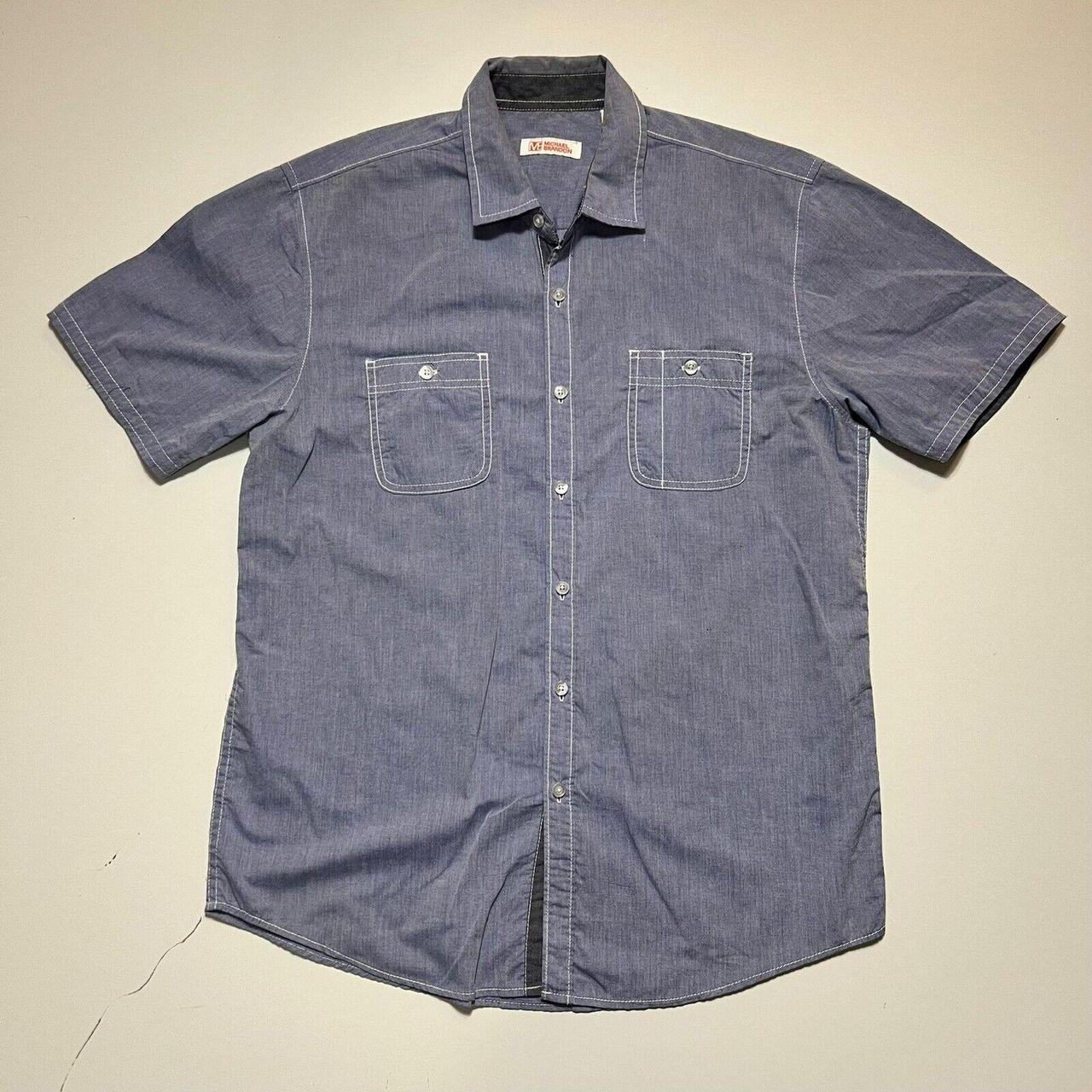 Michael Brandon Button Up Blue Shirt Mens Large... - Depop