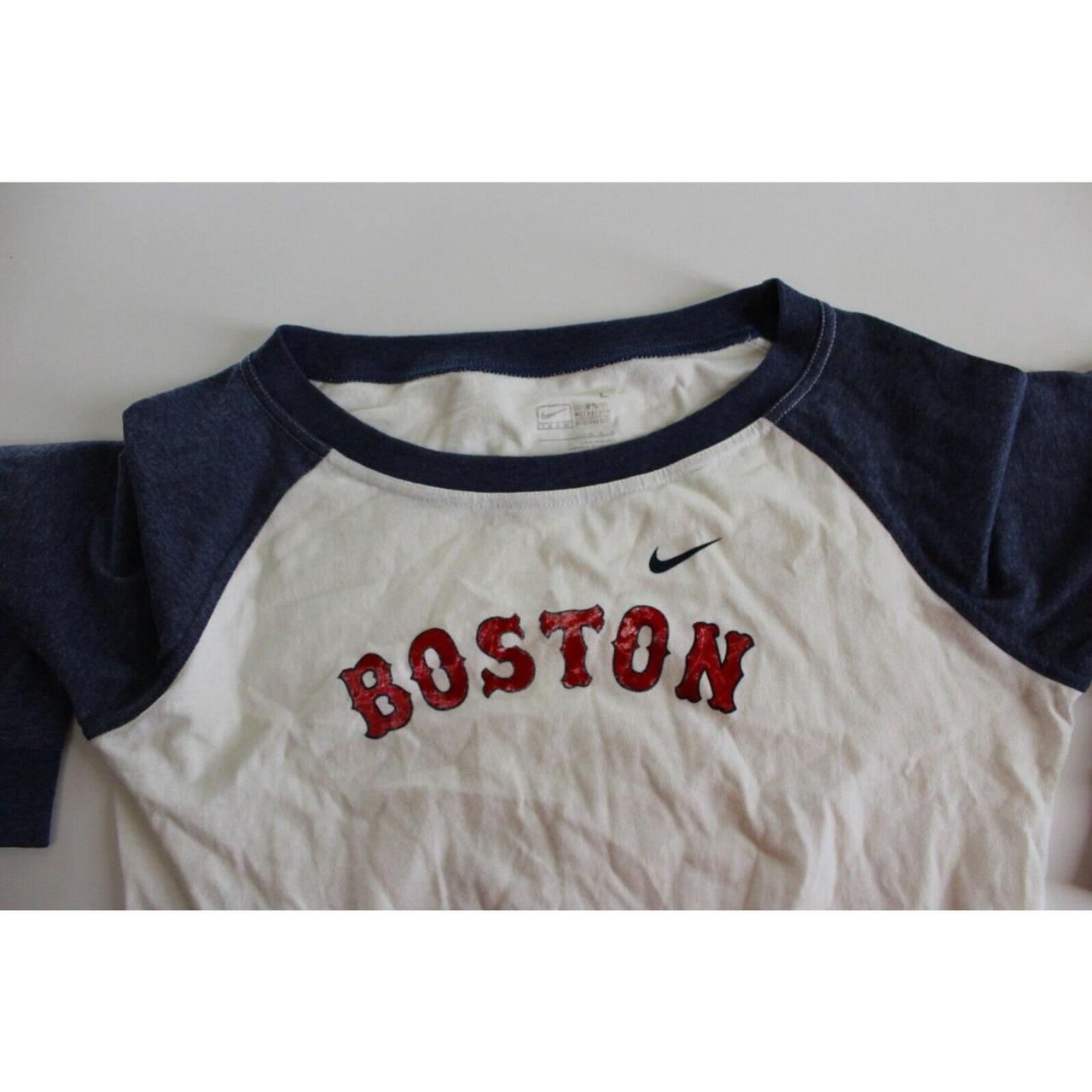 Nike womans's M Red Grey 3/4 Sleeve Red Sox Partial - Depop
