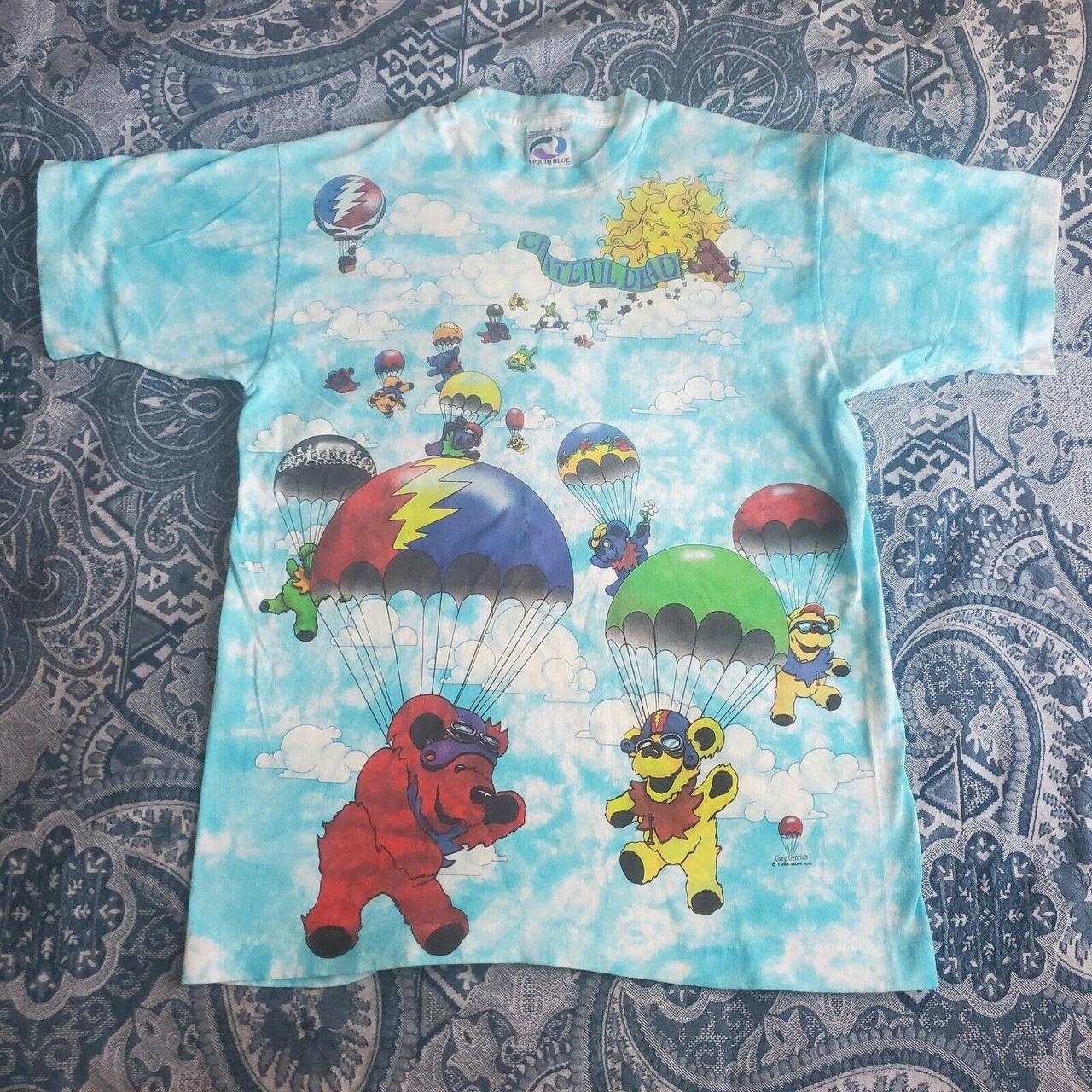 Liquid Blue Grateful Dead Parachute Bears Greg Genrich Tie Dye T-Shirt - Size Large