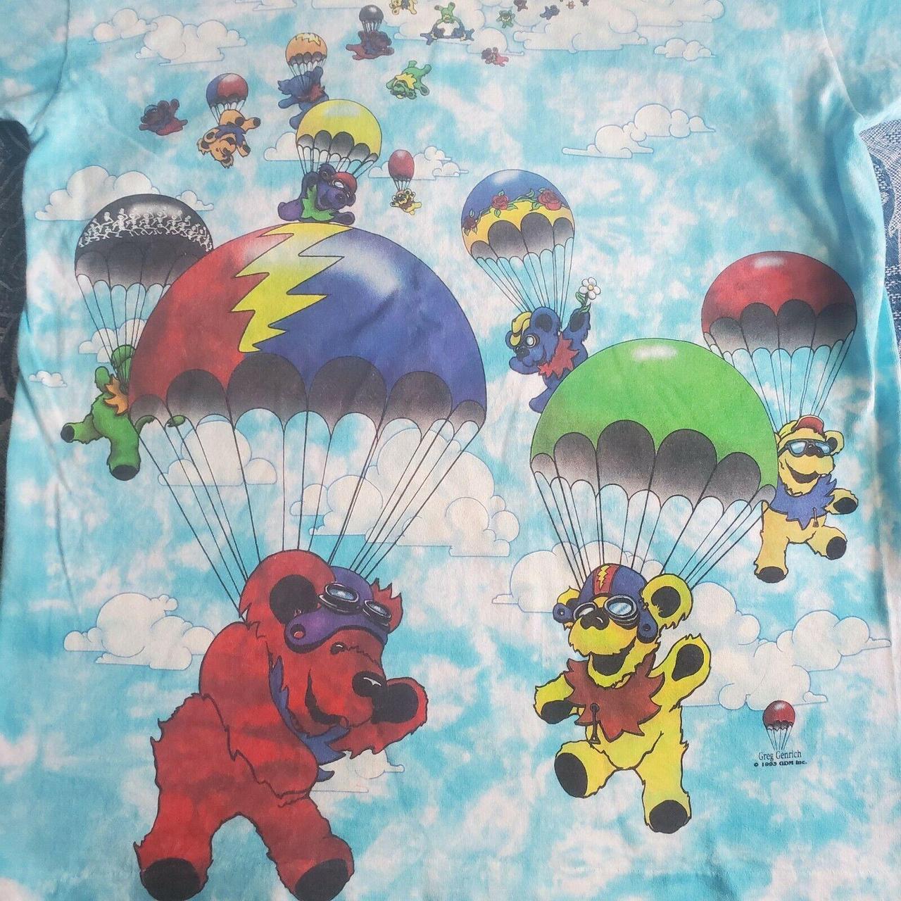 Liquid Blue Grateful Dead Parachute Bears Greg Genrich Tie Dye T-Shirt - Size Large