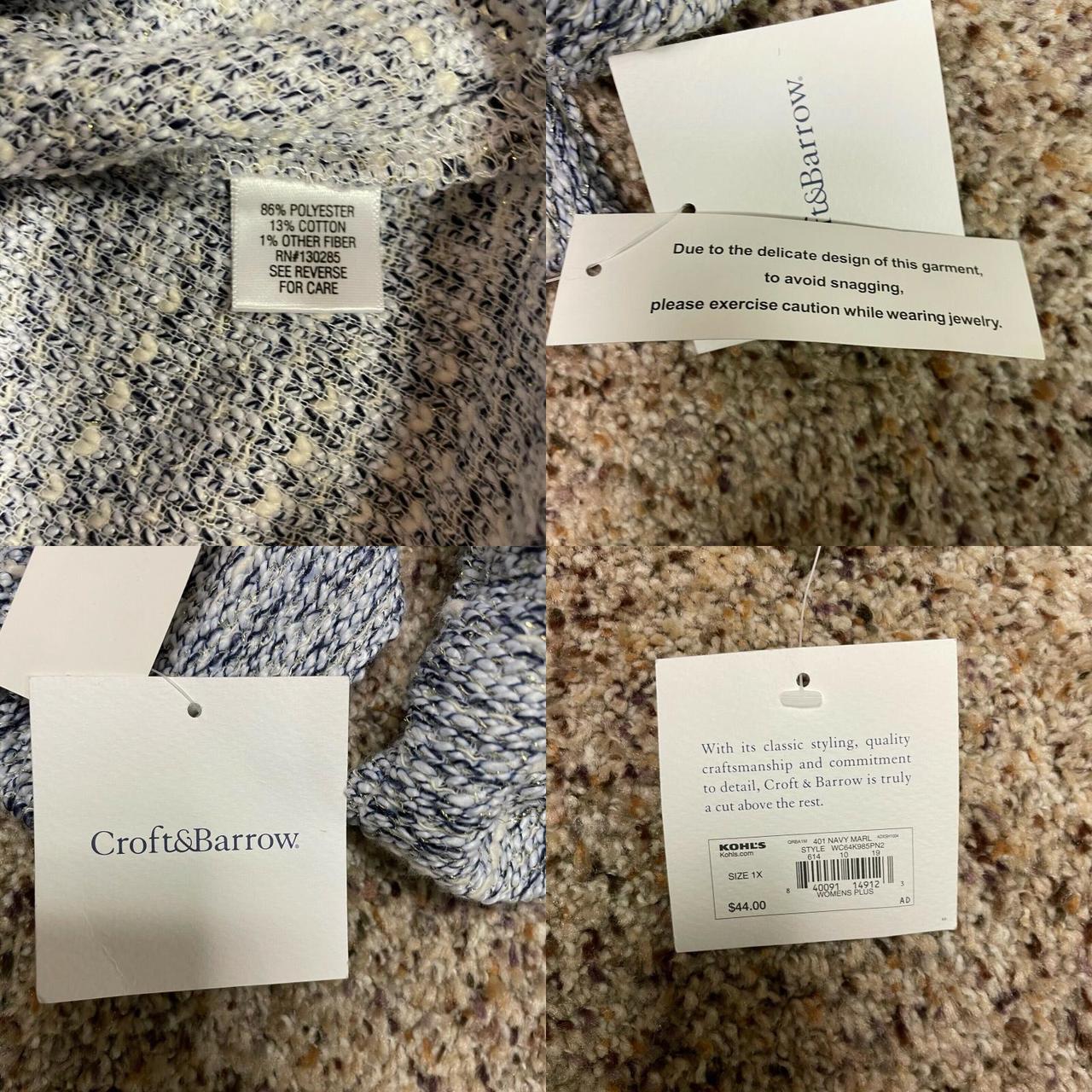 Croft & Barrow 1x Sweater Pullover Marled Gray Nwt... - Depop